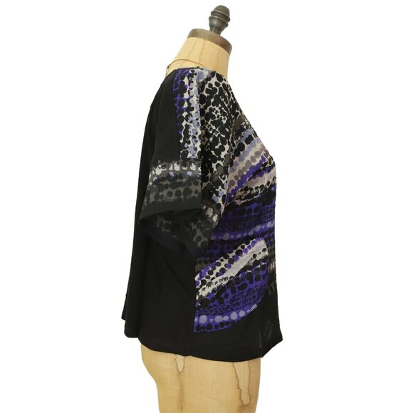 Line & Dot Boxy Top M Short Sleeve Splattered Polka Dot Black Multi NEW Tag B3 - Picture 2 of 4